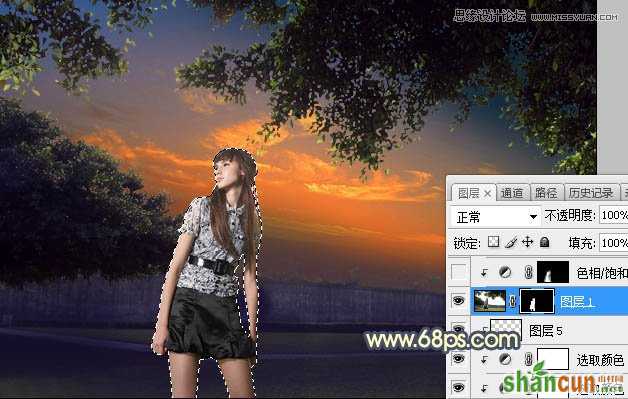 Photoshop给外景照片添加夕阳美景效果图,PS教程,素材中国网