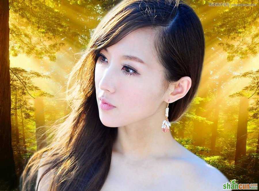 Photoshop简单的方法给美女人像扣头发丝 山村