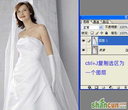 photoshop将背景单一的婚片快速抠图方法