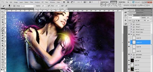 Photoshop设计绚丽光效装饰的美女海报,PS教程,思缘教程网