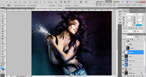 Photoshop设计绚丽光效装饰的美女海报,PS教程,思缘教程网