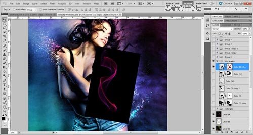 Photoshop设计绚丽光效装饰的美女海报,PS教程,思缘教程网