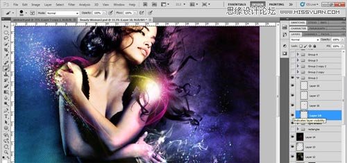 Photoshop设计绚丽光效装饰的美女海报,PS教程,思缘教程网