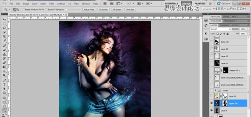 Photoshop设计绚丽光效装饰的美女海报,PS教程,思缘教程网