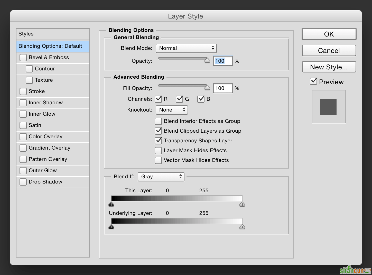 Blending options