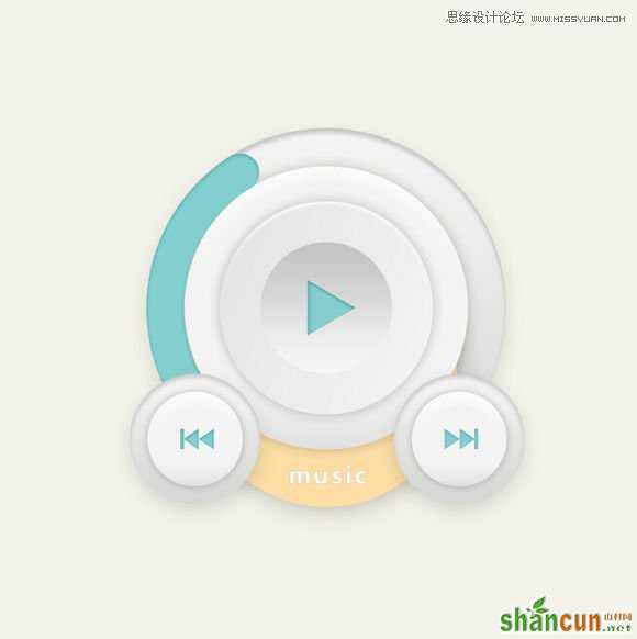 Photoshop绘制时尚质感的圆形播放器UI图标教程