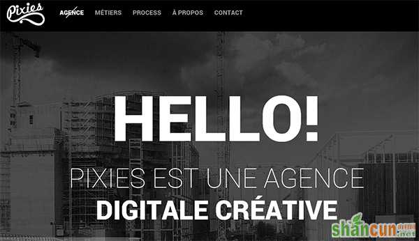Pixies in Collection of 50 Modern Websites in Dark Style