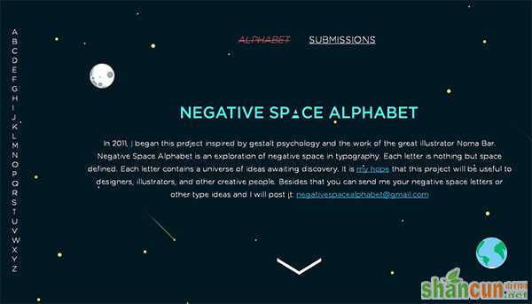Negative Space in Collection of 50 Modern Websites in Dark Style