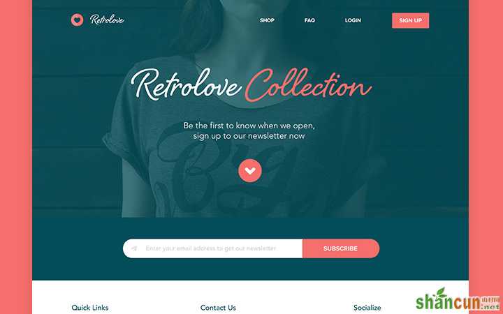 retro love homepage website layout