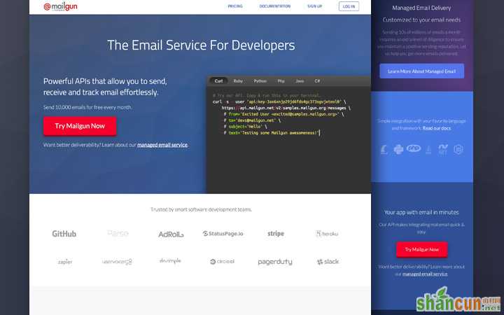 mailgun website homepage layout startup