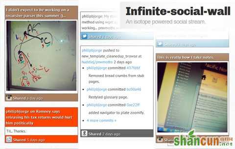 Pinterest.com界面风格的社交展示web应用：Infinite-social-wall 山村教程