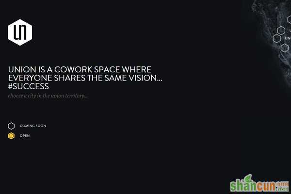 unio<em></em>n cowork space dark simple website homepage