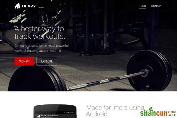 heavy bodybuilding app mobile landing page