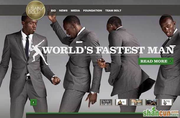 usain bolt athlete homepage website layout