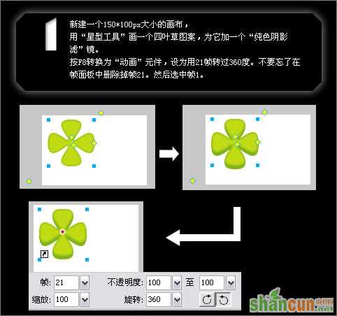 Fireworks实例教程：制作转动的四叶草效果