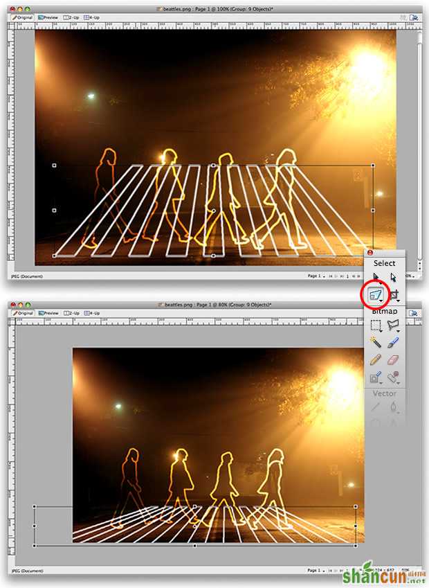 FireWorks教程：人物暗夜里的光影涂鸦8网页教学