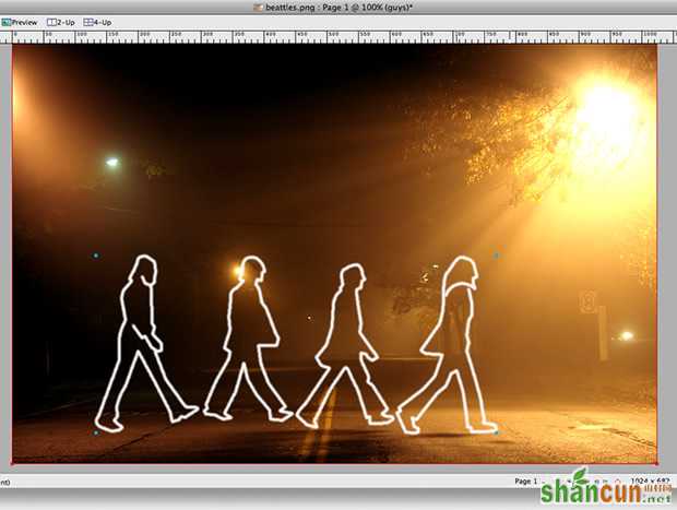 FireWorks教程：人物暗夜里的光影涂鸦  山村