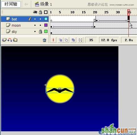 Flash教你如何制作蝙蝠在月夜里飞翔,PS教程,思缘教程网