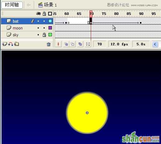 Flash教你如何制作蝙蝠在月夜里飞翔,PS教程,思缘教程网