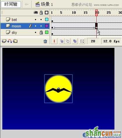 Flash教你如何制作蝙蝠在月夜里飞翔,   山村