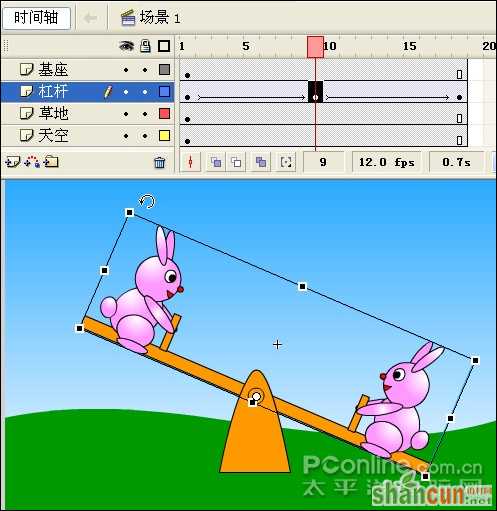 Flash制作可爱的“小兔子跷跷板”动画