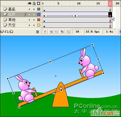 Flash制作可爱的“小兔子跷跷板”动画