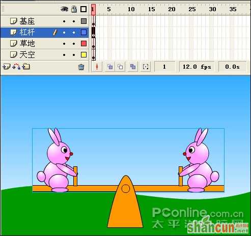 Flash制作可爱的“小兔子跷跷板”动画