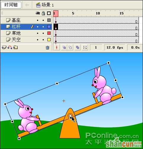 Flash制作可爱的“小兔子跷跷板”动画