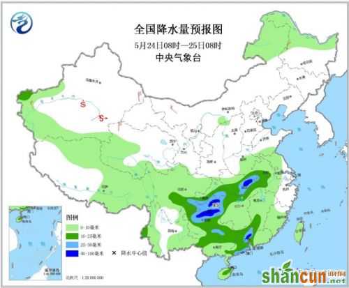 全国降水量预报图