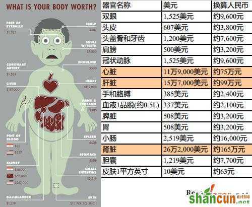 日媒：你的身体值多少钱？美媒曝光黑市交易价格