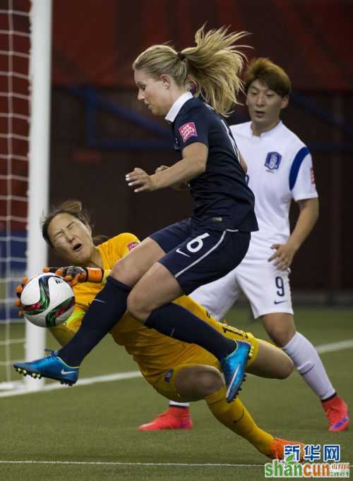 6月21日，在加拿大蒙特利尔举行的2015女足世界杯赛八分之一决赛中，法国队以3比0战胜韩国队，晋级八强。安德鲁·宋影 新华网发
